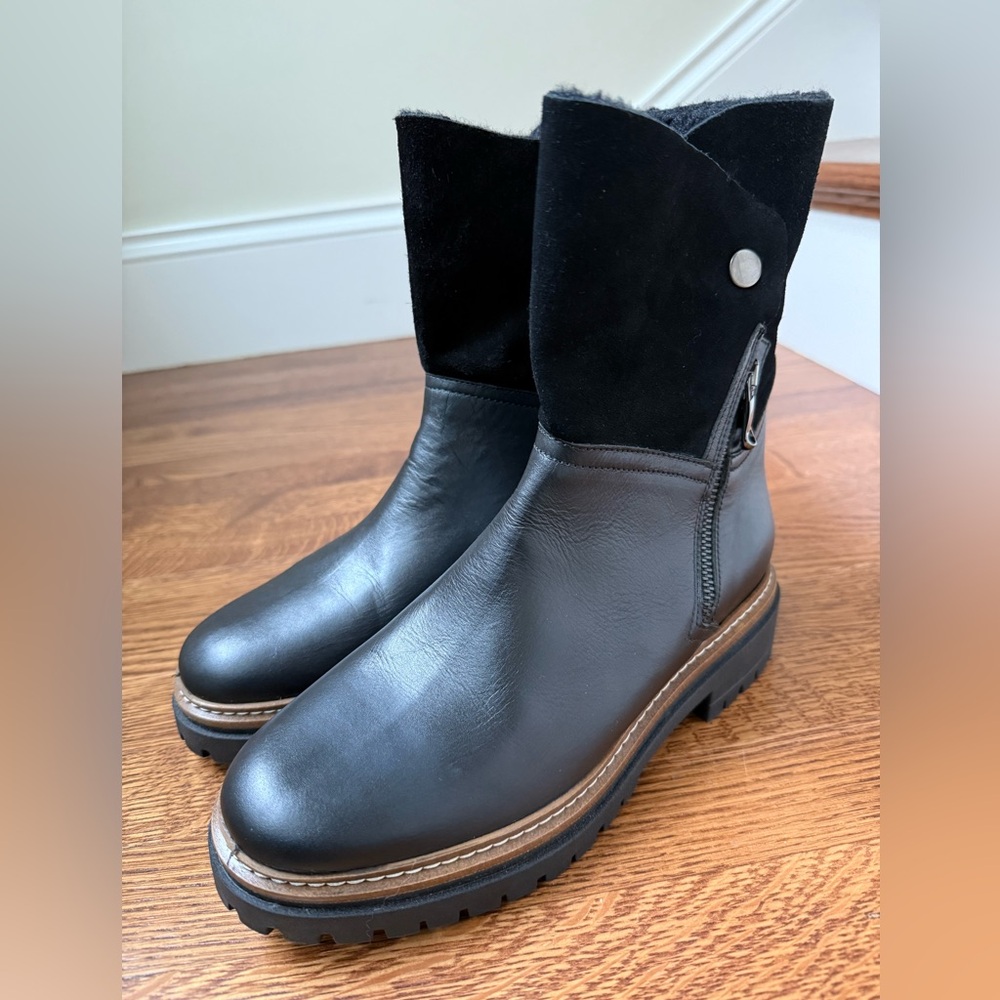 FABIANELLI New Black Leather Suede Fuzzy Soft Winter Boots Cozy Italy 39 40 READ